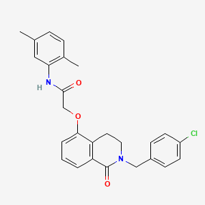 molecular formula C26H25ClN2O3 B2825387 2-[[2-[(4-chlorophenyl)methyl]-1-oxo-3,4-dihydroisoquinolin-5-yl]oxy]-N-(2,5-dimethylphenyl)acetamide CAS No. 850906-73-9