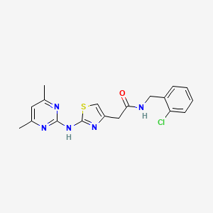 molecular formula C18H18ClN5OS B2825388 N-(2-氯苄基)-2-(2-((4,6-二甲基嘧啶-2-基)氨基)噻唑-4-基)乙酰胺 CAS No. 1226455-52-2