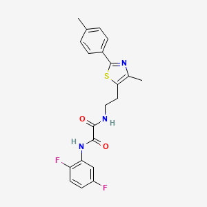 molecular formula C21H19F2N3O2S B2825393 N1-(2,5-difluorophenyl)-N2-(2-(4-methyl-2-(p-tolyl)thiazol-5-yl)ethyl)oxalamide CAS No. 894014-35-8