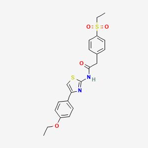 molecular formula C21H22N2O4S2 B2825394 N-(4-(4-ethoxyphenyl)thiazol-2-yl)-2-(4-(ethylsulfonyl)phenyl)acetamide CAS No. 919757-61-2