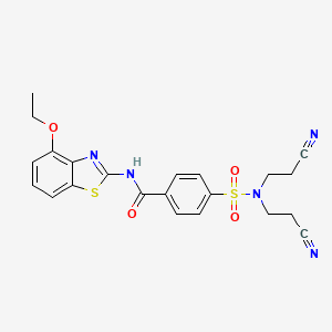 molecular formula C22H21N5O4S2 B2825398 4-(N,N-bis(2-cyanoethyl)sulfamoyl)-N-(4-ethoxybenzo[d]thiazol-2-yl)benzamide CAS No. 476275-29-3