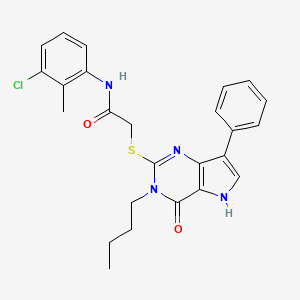 molecular formula C25H25ClN4O2S B2825399 2-((3-丁基-4-氧代-7-苯基-4,5-二氢-3H-吡咯[3,2-d]嘧啶-2-基)硫)-N-(3-氯-2-甲基苯基)乙酰胺 CAS No. 1260940-81-5