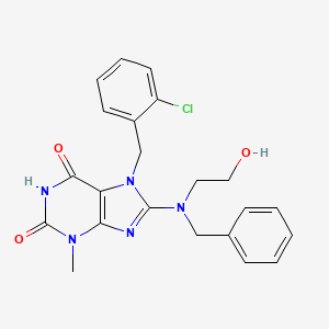 molecular formula C22H22ClN5O3 B2825402 8-(benzyl(2-hydroxyethyl)amino)-7-(2-chlorobenzyl)-3-methyl-1H-purine-2,6(3H,7H)-dione CAS No. 442864-93-9