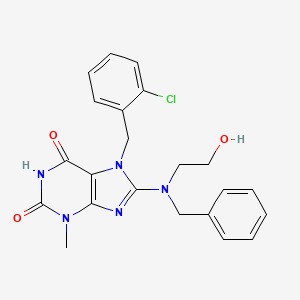 molecular formula C22H22ClN5O3 B2825402 8-(苄基(2-羟乙基)氨基)-7-(2-氯苄基)-3-甲基-1H-嘌呤-2,6(3H,7H)-二酮 CAS No. 442864-93-9