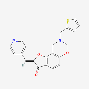 molecular formula C21H16N2O3S B2825404 (Z)-2-(pyridin-4-ylmethylene)-8-(thiophen-2-ylmethyl)-8,9-dihydro-2H-benzofuro[7,6-e][1,3]oxazin-3(7H)-one CAS No. 929859-39-2