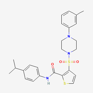 molecular formula C25H29N3O3S2 B2825410 N-(4-isopropylphenyl)-3-{[4-(3-methylphenyl)piperazin-1-yl]sulfonyl}thiophene-2-carboxamide CAS No. 1207048-36-9