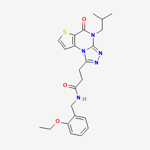 molecular formula C23H27N5O3S B2825414 N-(2-ethoxybenzyl)-3-(4-isobutyl-5-oxo-4,5-dihydrothieno[2,3-e][1,2,4]triazolo[4,3-a]pyrimidin-1-yl)propanamide CAS No. 1189868-99-2