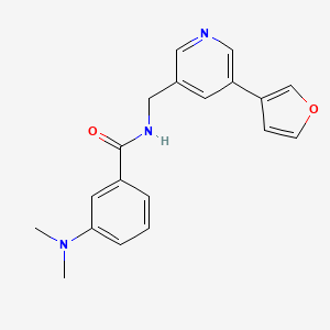 molecular formula C19H19N3O2 B2825415 3-(二甲胺基)-N-((5-(呋喃-3-基)吡啄-3-基)甲基)苯甲酰胺 CAS No. 2034497-58-8