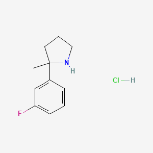 molecular formula C11H15ClFN B2825453 2-(3-Fluorophenyl)-2-methylpyrrolidine;hydrochloride CAS No. 1890099-43-0