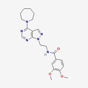 molecular formula C22H28N6O3 B2825454 N-(2-(4-(azepan-1-yl)-1H-pyrazolo[3,4-d]pyrimidin-1-yl)ethyl)-3,4-dimethoxybenzamide CAS No. 1021061-21-1