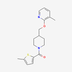 molecular formula C18H22N2O2S B2825482 3-Methyl-2-{[1-(5-methylthiophene-2-carbonyl)piperidin-4-yl]methoxy}pyridine CAS No. 2198426-76-3