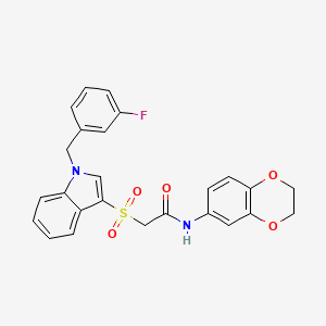 N-(2,3-dihydrobenzo[b][1,4]dioxin-6-yl)-2-((1-(3-fluorobenzyl)-1H-indol-3-yl)sulfonyl)acetamide