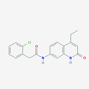 2-(2-chlorophenyl)-N-(4-ethyl-2-oxo-1H-quinolin-7-yl)acetamide