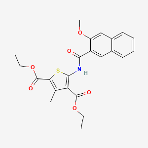 molecular formula C23H23NO6S B2825535 Diethyl 5-[(3-methoxynaphthalene-2-carbonyl)amino]-3-methylthiophene-2,4-dicarboxylate CAS No. 330201-78-0