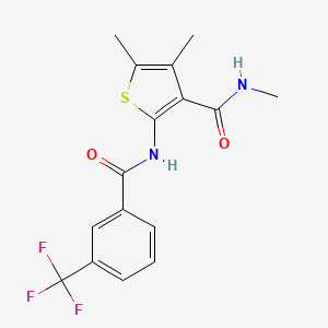 molecular formula C16H15F3N2O2S B2825554 N,4,5-trimethyl-2-(3-(trifluoromethyl)benzamido)thiophene-3-carboxamide CAS No. 896295-02-6