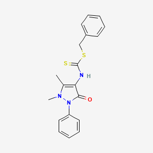 molecular formula C19H19N3OS2 B2825561 benzyl (1,5-dimethyl-3-oxo-2-phenyl-2,3-dihydro-1H-pyrazol-4-yl)carbamodithioate CAS No. 94312-97-7