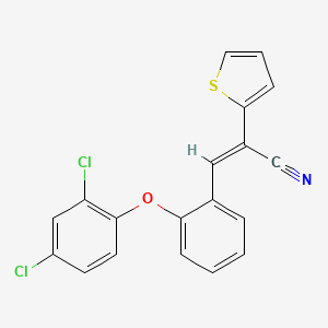 molecular formula C19H11Cl2NOS B2825562 (E)-3-[2-(2,4-dichlorophenoxy)phenyl]-2-thiophen-2-ylprop-2-enenitrile CAS No. 866019-88-7
