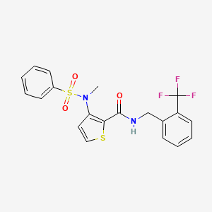 molecular formula C20H17F3N2O3S2 B2825567 3-(N-methylphenylsulfonamido)-N-(2-(trifluoromethyl)benzyl)thiophene-2-carboxamide CAS No. 1115871-49-2