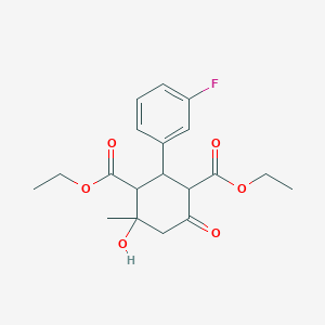 molecular formula C19H23FO6 B282557 Diethyl 2-(3-fluorophenyl)-4-hydroxy-4-methyl-6-oxo-1,3-cyclohexanedicarboxylate 