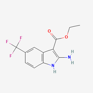 molecular formula C12H11F3N2O2 B2825574 ethyl 2-amino-5-(trifluoromethyl)-1H-indole-3-carboxylate CAS No. 339278-08-9
