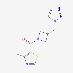 molecular formula C11H13N5OS B2825576 1-{[1-(4-methyl-1,3-thiazole-5-carbonyl)azetidin-3-yl]methyl}-1H-1,2,3-triazole CAS No. 2199181-50-3