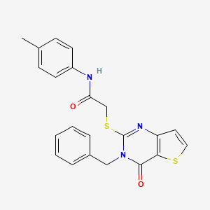 molecular formula C22H19N3O2S2 B2825578 2-({3-苄基-4-酮-3H,4H-噻吩[3,2-d]嘧啶-2-基}硫)-N-(4-甲基苯基)乙酰胺 CAS No. 451468-38-5