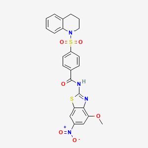 molecular formula C24H20N4O6S2 B2825580 4-((3,4-二氢喹啉-1(2H)-基)磺酰)-N-(4-甲氧基-6-硝基苯并[d]噻唑-2-基)苯甲酰胺 CAS No. 307327-16-8
