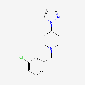 molecular formula C15H18ClN3 B2825584 1-[(3-Chlorophenyl)methyl]-4-pyrazol-1-ylpiperidine CAS No. 2380042-15-7