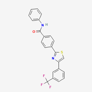 molecular formula C23H15F3N2OS B2825593 N-phenyl-4-[4-[3-(trifluoromethyl)phenyl]-1,3-thiazol-2-yl]benzamide CAS No. 338397-06-1