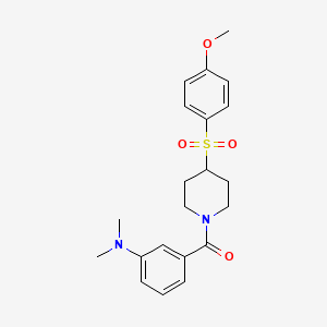 molecular formula C21H26N2O4S B2825597 (3-(Dimethylamino)phenyl)(4-((4-methoxyphenyl)sulfonyl)piperidin-1-yl)methanone CAS No. 1704613-27-3