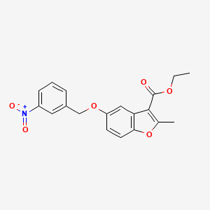 molecular formula C19H17NO6 B2825600 乙酸-2-甲基-5-[(3-硝基苄氧基)-1-苯并呋喃-3-甲酸酯 CAS No. 5010-44-6