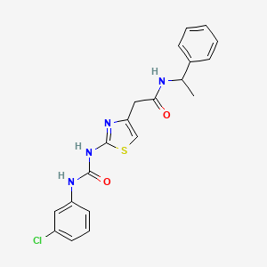 molecular formula C20H19ClN4O2S B2825603 2-(2-(3-(3-chlorophenyl)ureido)thiazol-4-yl)-N-(1-phenylethyl)acetamide CAS No. 946326-37-0