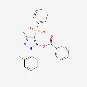 molecular formula C25H22N2O4S B2825607 1-(2,4-dimethylphenyl)-3-methyl-4-(phenylsulfonyl)-1H-pyrazol-5-yl benzoate CAS No. 851094-22-9