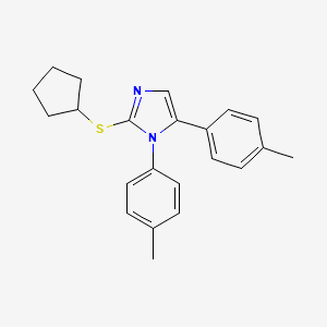 molecular formula C22H24N2S B2825611 2-(环戊硫基)-1,5-二对甲苯基-1H-咪唑 CAS No. 1207043-79-5