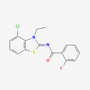 (E)-N-(4-chloro-3-ethylbenzo[d]thiazol-2(3H)-ylidene)-2-fluorobenzamide