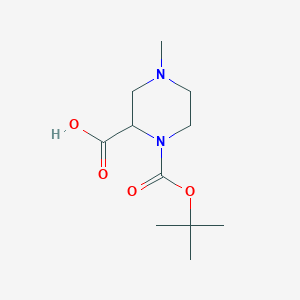 molecular formula C11H20N2O4 B2825635 1-(叔丁氧羰基)-4-甲基哌嗪-2-甲酸 CAS No. 1263377-93-0