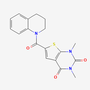 molecular formula C18H17N3O3S B2825638 1,3-dimethyl-6-(1,2,3,4-tetrahydroquinoline-1-carbonyl)thieno[2,3-d]pyrimidine-2,4(1H,3H)-dione CAS No. 946335-51-9