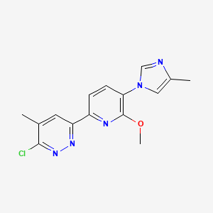 molecular formula C15H14ClN5O B2825643 3-Chloro-6-(6-methoxy-5-(4-methyl-1H-imidazol-1-yl)pyridin-2-yl)-4-methylpyridazine CAS No. 1914990-50-3