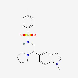 4-methyl-N-(2-(1-methylindolin-5-yl)-2-(pyrrolidin-1-yl)ethyl)benzenesulfonamide