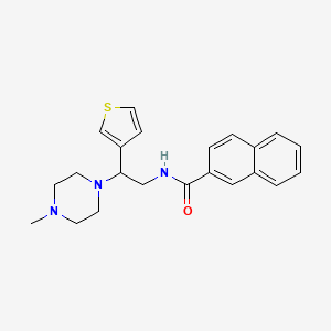 molecular formula C22H25N3OS B2825647 N-(2-(4-甲基哌嗪-1-基)-2-(噻吩-3-基)乙基)-2-萘酰胺 CAS No. 946327-30-6