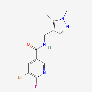 molecular formula C12H12BrFN4O B2825660 5-bromo-N-[(1,5-dimethyl-1H-pyrazol-4-yl)methyl]-6-fluoropyridine-3-carboxamide CAS No. 2094335-96-1