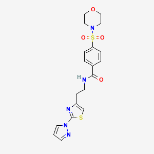 molecular formula C19H21N5O4S2 B2825666 N-(2-(2-(1H-pyrazol-1-yl)thiazol-4-yl)ethyl)-4-(morpholinosulfonyl)benzamide CAS No. 1428358-77-3