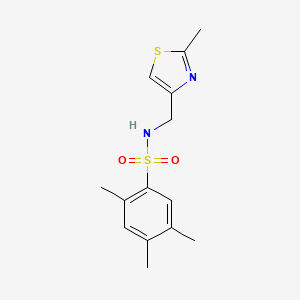 molecular formula C14H18N2O2S2 B2825677 2,4,5-trimethyl-N-[(2-methyl-1,3-thiazol-4-yl)methyl]benzenesulfonamide CAS No. 852453-12-4
