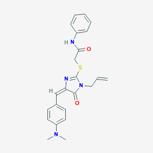 molecular formula C23H24N4O2S B282568 2-({1-allyl-4-[4-(dimethylamino)benzylidene]-5-oxo-4,5-dihydro-1H-imidazol-2-yl}sulfanyl)-N-phenylacetamide 