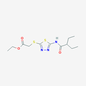 molecular formula C12H19N3O3S2 B2825684 乙酸乙酯 2-((5-(2-乙基丁酰胺)-1,3,4-噻二唑-2-基)硫)乙酸酯 CAS No. 392317-69-0