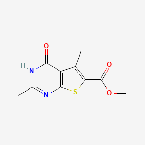 molecular formula C10H10N2O3S B2825688 methyl 2,5-dimethyl-4-oxo-3H,4H-thieno[2,3-d]pyrimidine-6-carboxylate CAS No. 571149-28-5