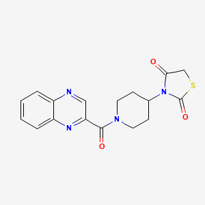 molecular formula C17H16N4O3S B2825694 3-(1-(喹喔啉-2-甲酰)哌啶-4-基)噻唑烷-2,4-二酮 CAS No. 1795364-47-4