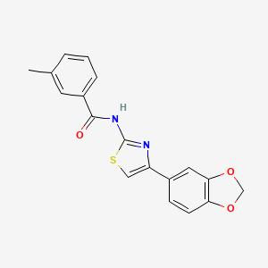 molecular formula C18H14N2O3S B2825698 N-(4-(benzo[d][1,3]dioxol-5-yl)thiazol-2-yl)-3-methylbenzamide CAS No. 477547-43-6