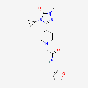 molecular formula C18H25N5O3 B2825700 2-(4-(4-环丙基-1-甲基-5-氧-4,5-二氢-1H-1,2,4-三唑-3-基)哌啶-1-基)-N-(呋喃-2-基甲基)乙酰胺 CAS No. 1797847-83-6