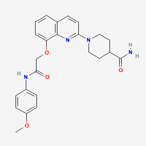 molecular formula C24H26N4O4 B2825708 1-(8-(2-((4-甲氧基苯基)氨基)-2-氧乙氧基)喹啉-2-基)哌啶-4-甲酰胺 CAS No. 921553-63-1